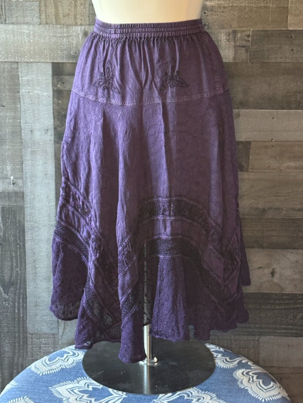 Purple floral maxi skirt large coastal cowgirl western desert festival boho - Picture 10 of 10
